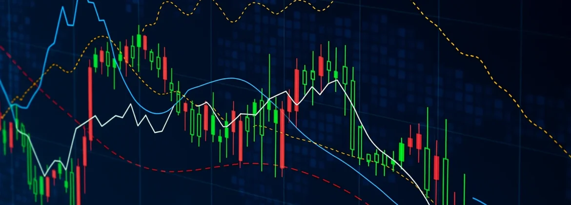 Forex exchange trading chart with trend lines