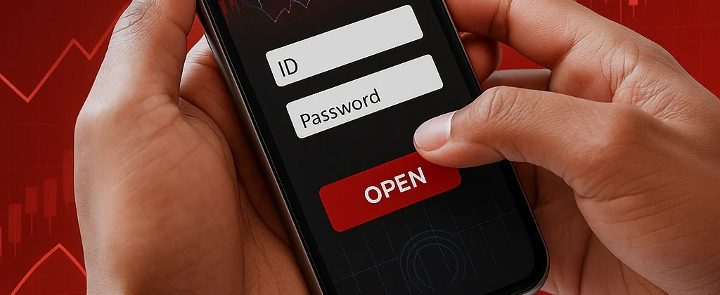 User trying to open forex trading account on smartphone